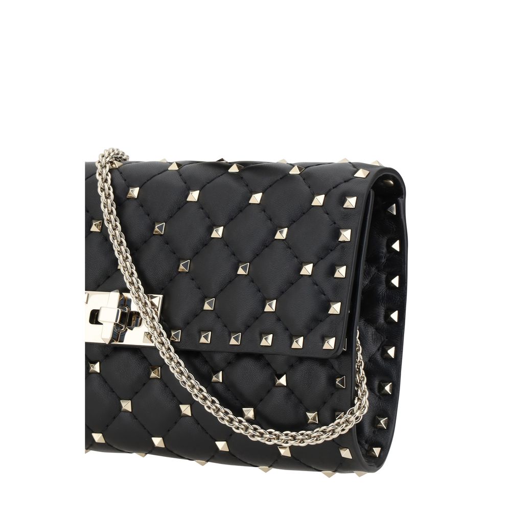 Valentino Garavani Black Calf Leather Bos Taurus Shoulder Bag