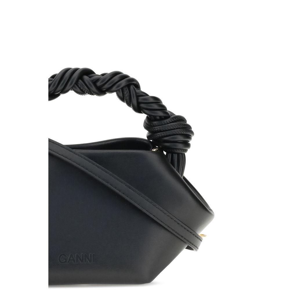 Ganni Black Recycled Leather Shoulder Bag