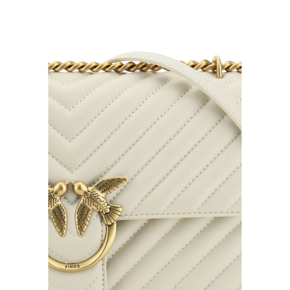PINKO White Calf Leather Bos Taurus Shoulder Bag