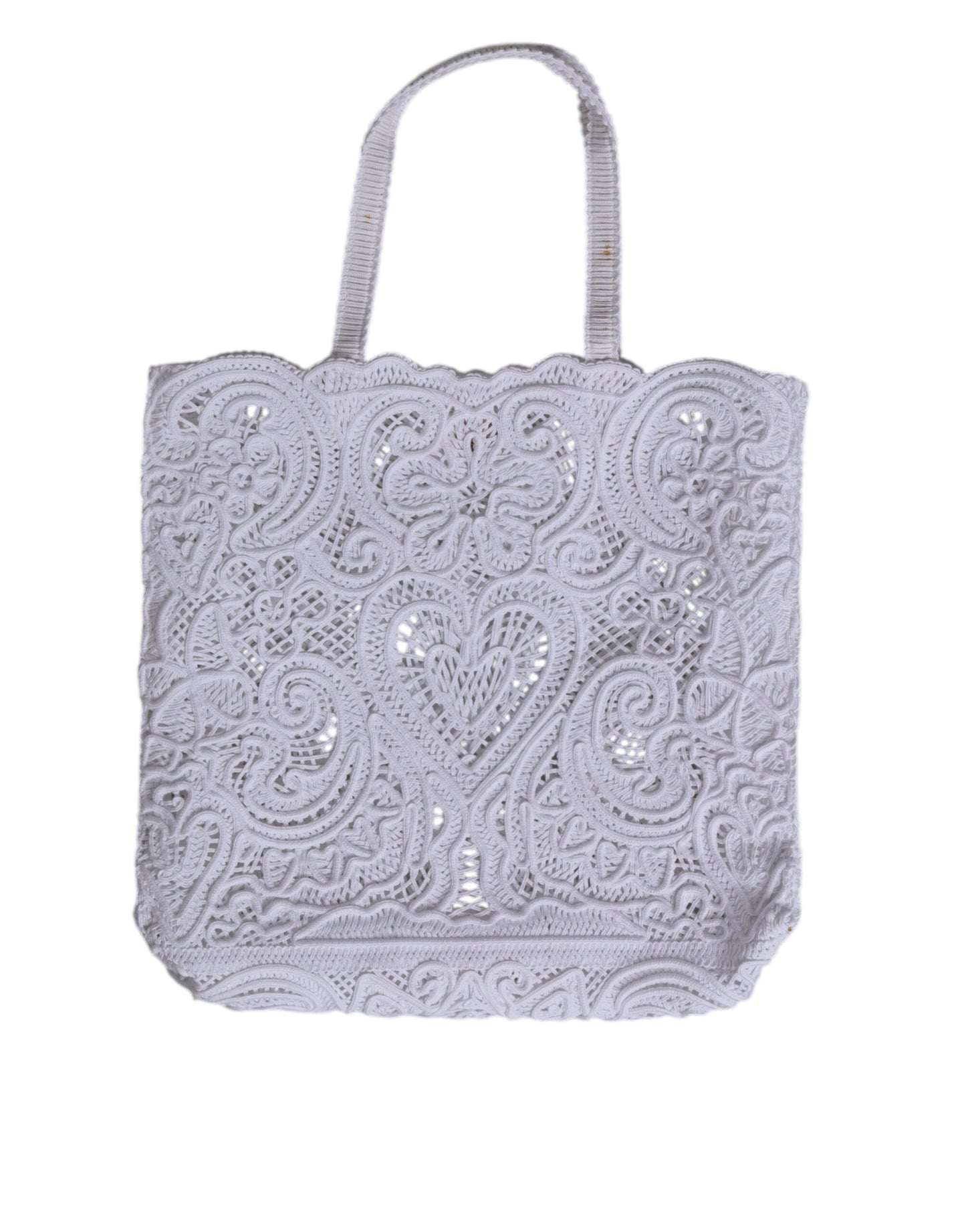Dolce & Gabbana White Cordonetto Lace Beatrice Tote Shopping Bag