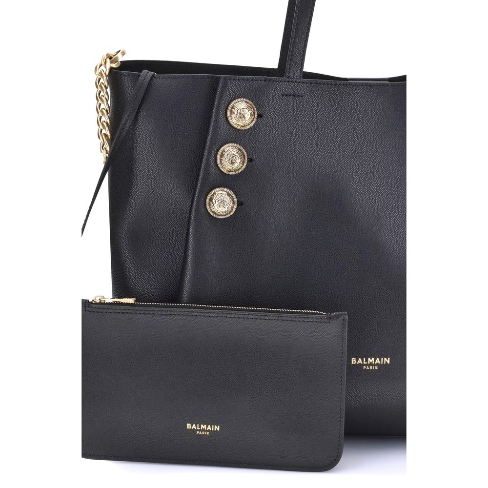 Balmain Black Calf Leather Bos Taurus Shoulder Bag