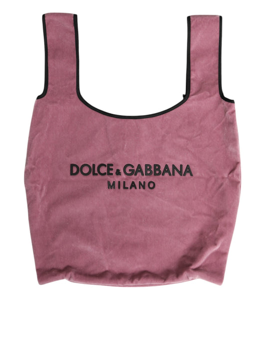 Dolce & Gabbana Pink Cotton Velvet DG MILANO Shoulder Shopping Borse Bag