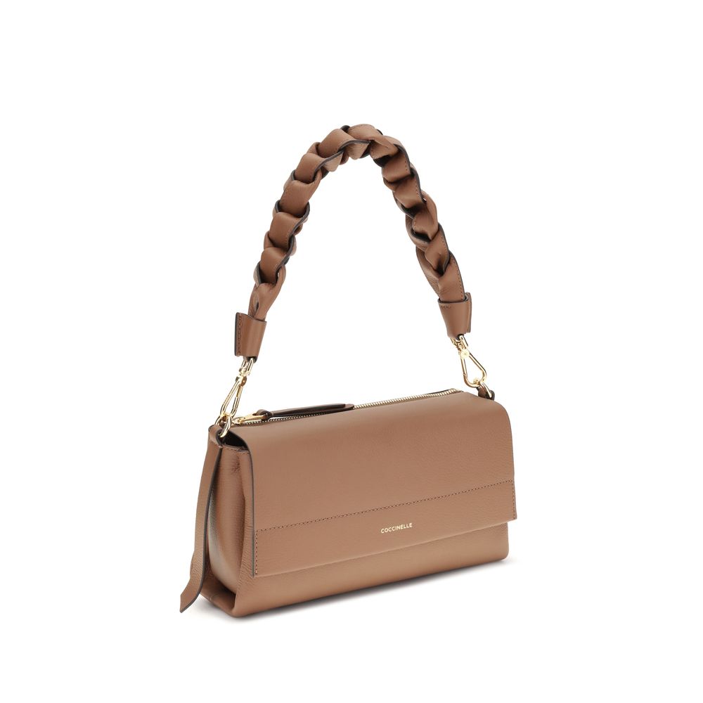 Coccinelle Beige Calf Leather Bos Taurus Shoulder Bag
