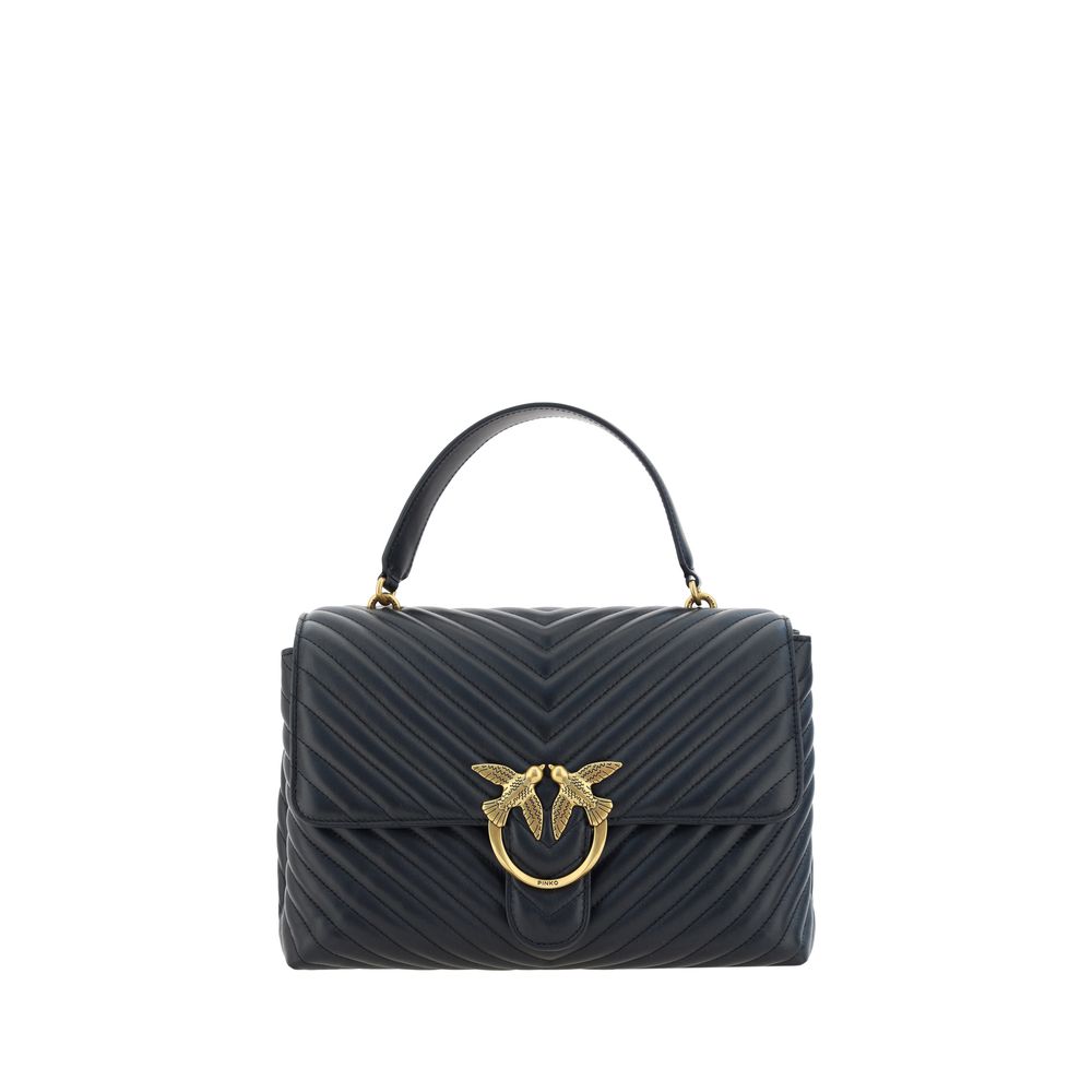 PINKO Black Calf Leather Bos Taurus Handbag