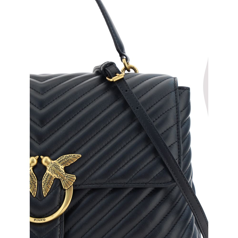 PINKO Black Calf Leather Bos Taurus Handbag