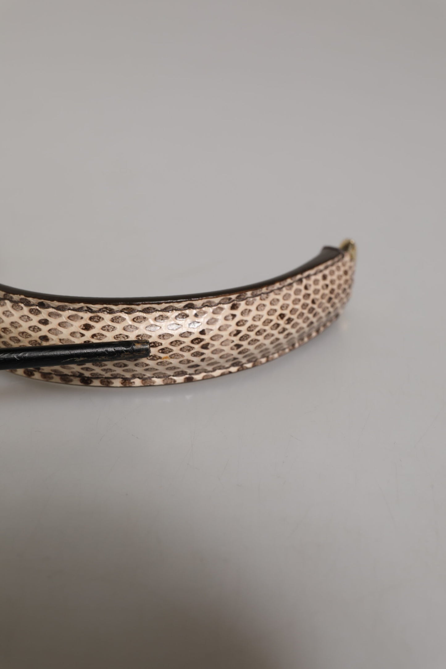 Dolce & Gabbana Beige Brown Snakeskin Leather Gold Ring Shoulder Strap