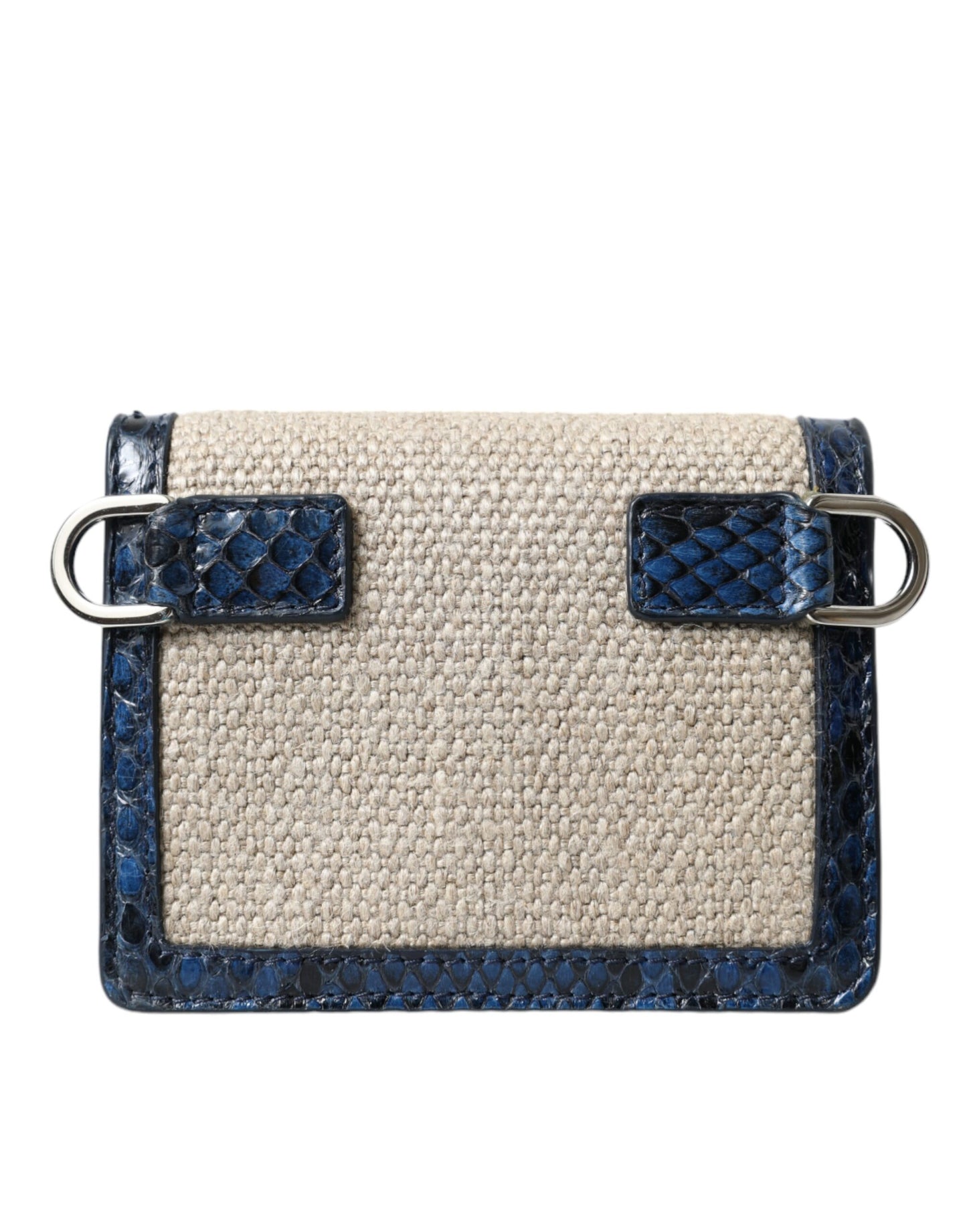 Dolce & Gabbana Beige Raffia Blue Leather Trim Mini Shoulder Purse Crossbody Bag