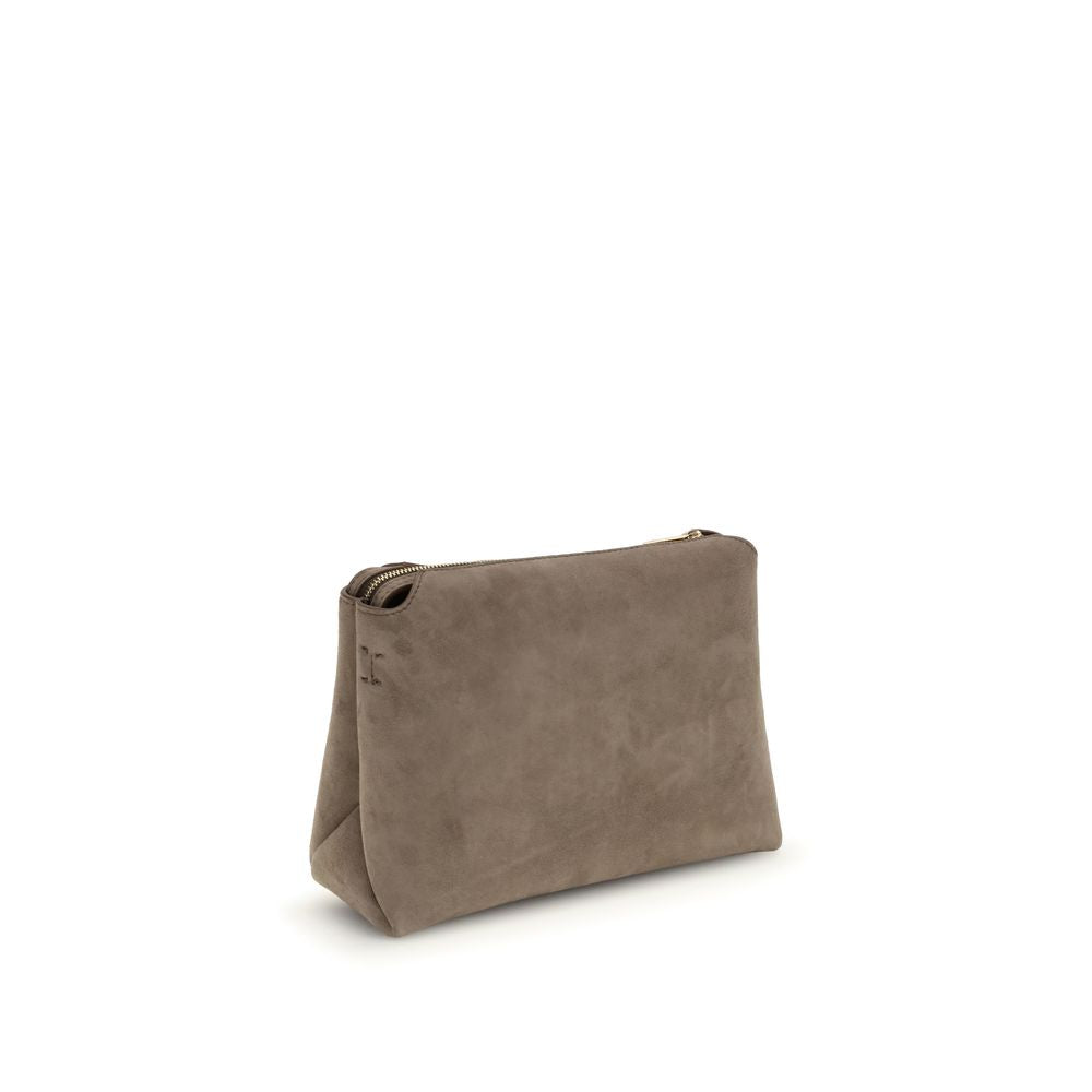 Khaite Beige Calf Leather Bos Taurus Shoulder Bag