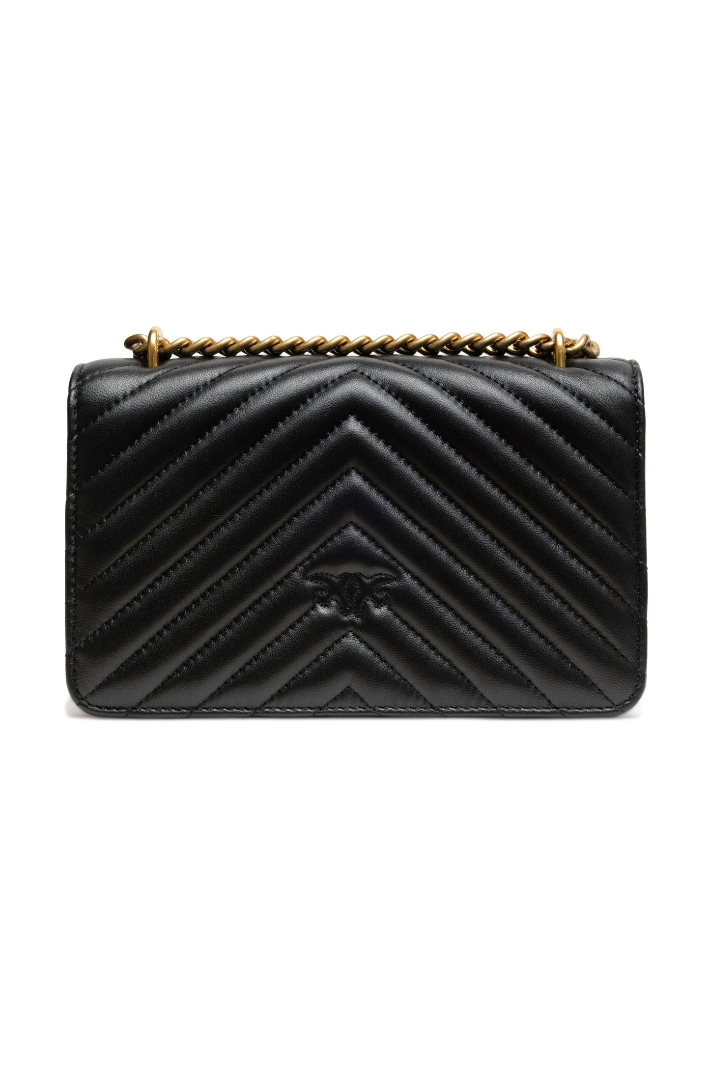 PINKO Black Leather Love One Mini Shoulder Bag