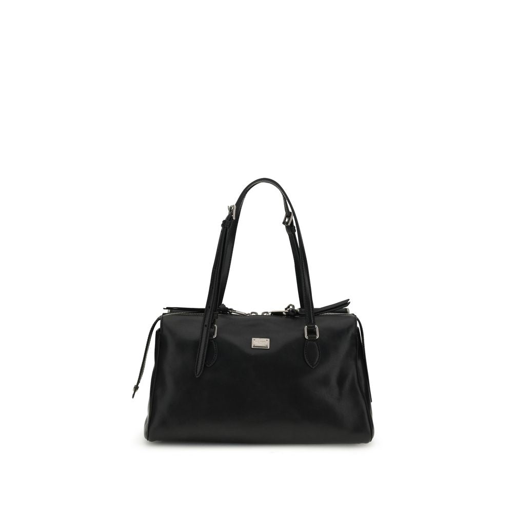Dolce & Gabbana Black Calf Leather Bos Taurus Shoulder Bag