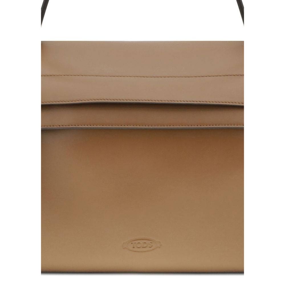 Tod's Brown Calf Leather Bos Taurus Shoulder Bag