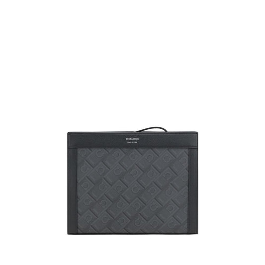 Ferragamo Black Polyethylene Clutch Bag