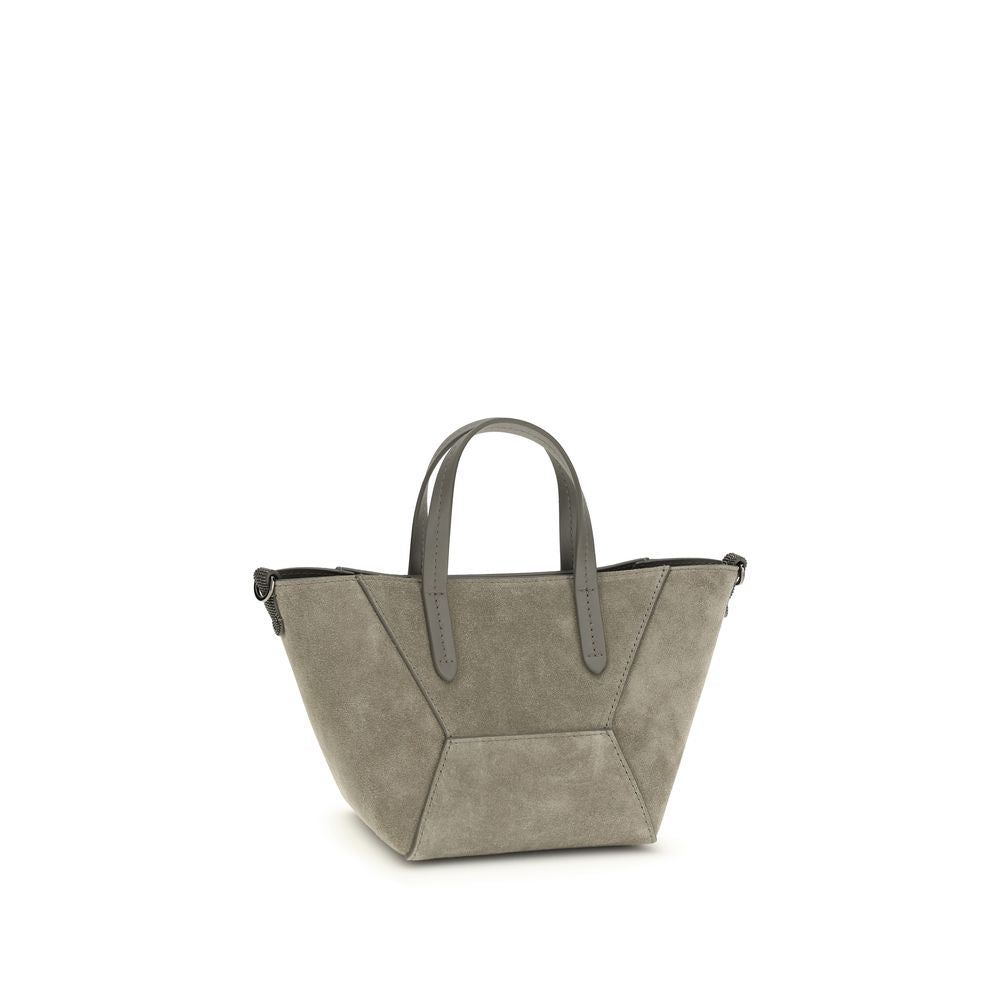 Brunello Cucinelli Brown Calf Leather Bos Taurus Shoulder Bag