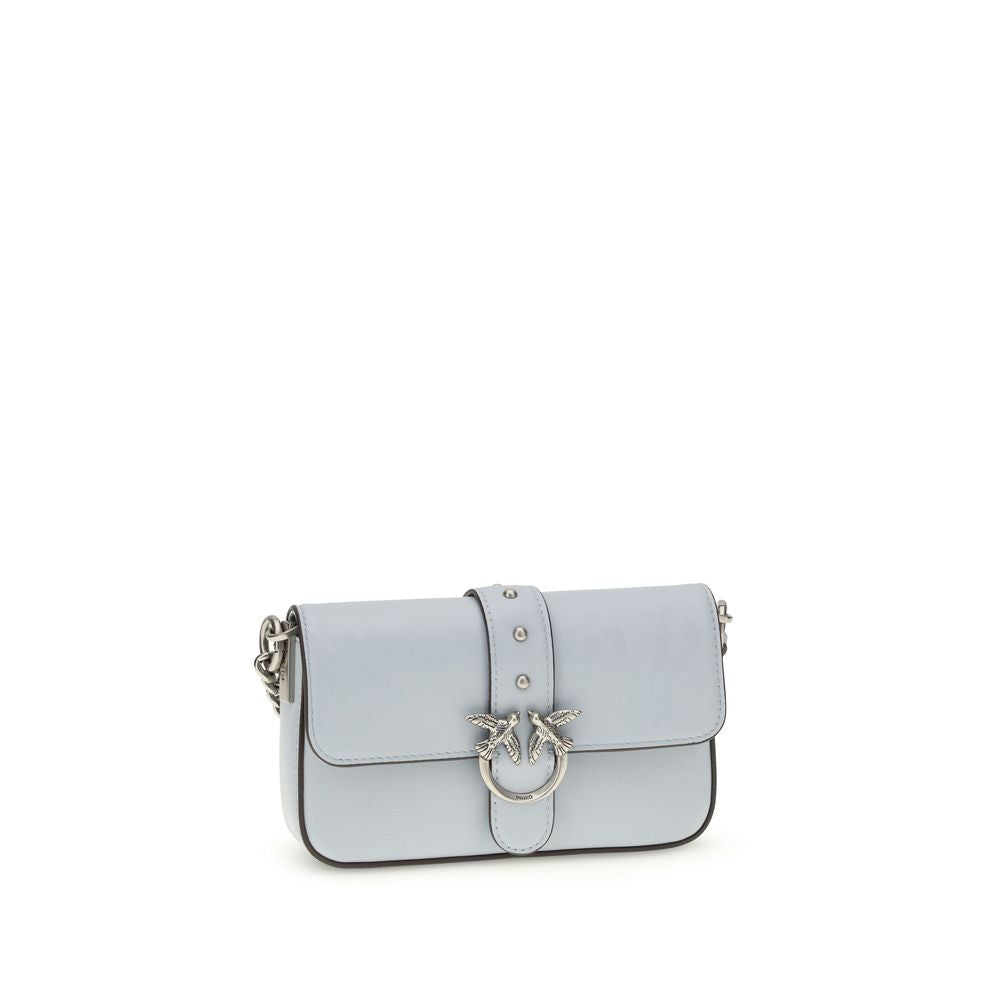 PINKO Blue Calf Leather Bos Taurus Shoulder Bag