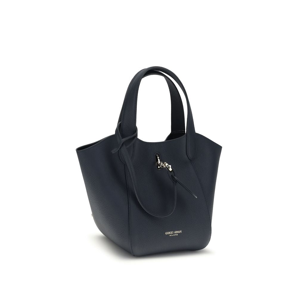 Giorgio Armani Blue Calf Leather Bos Taurus Handbag