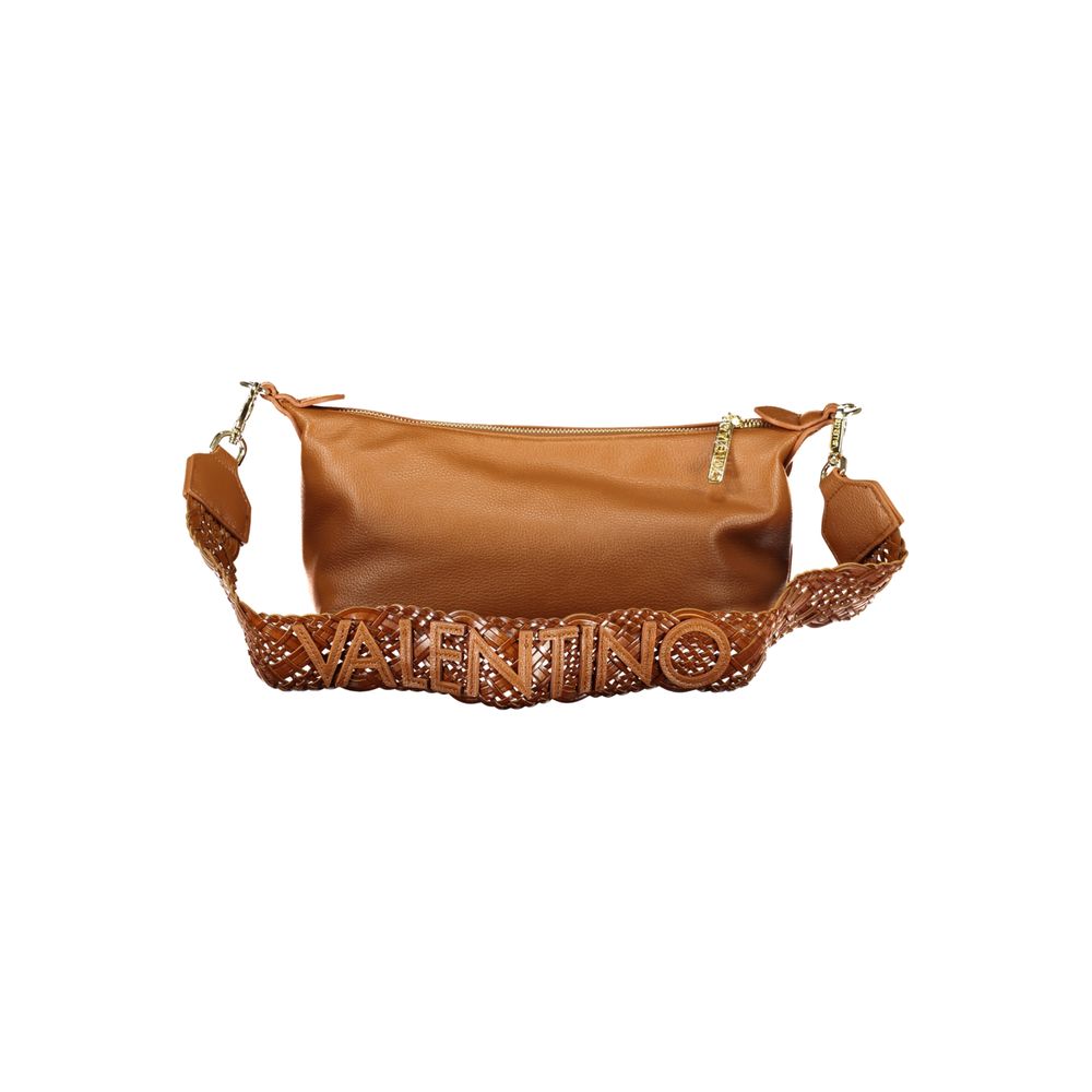 Mario Valentino Brown Polyurethane Women's Bag With Adjustable Strap