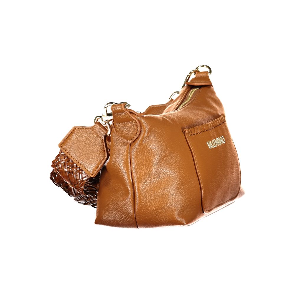 Mario Valentino Brown Polyurethane Women's Bag With Adjustable Strap