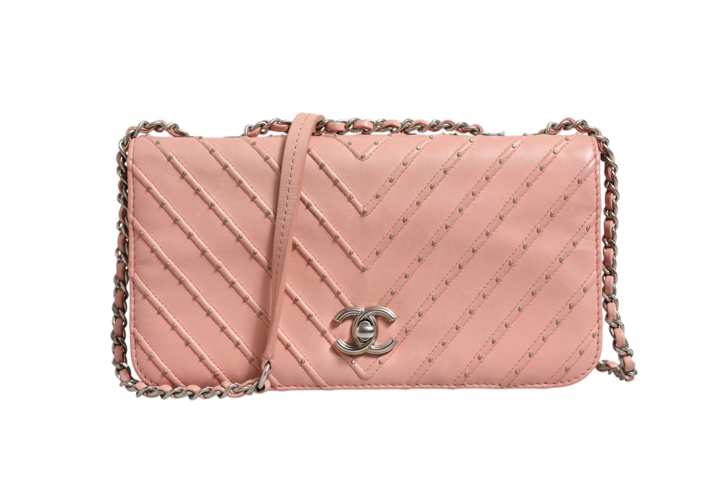 Chanel Small Classic Double Flap Bag Light Pink Chevron