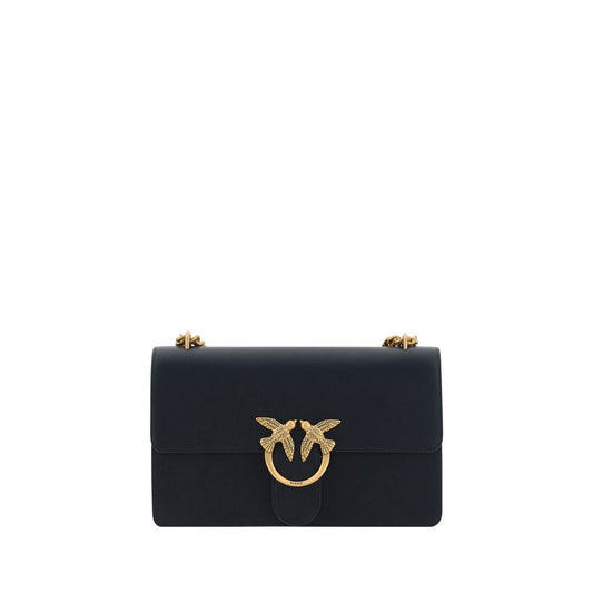 PINKO Black Calf Leather Bos Taurus Shoulder Bag