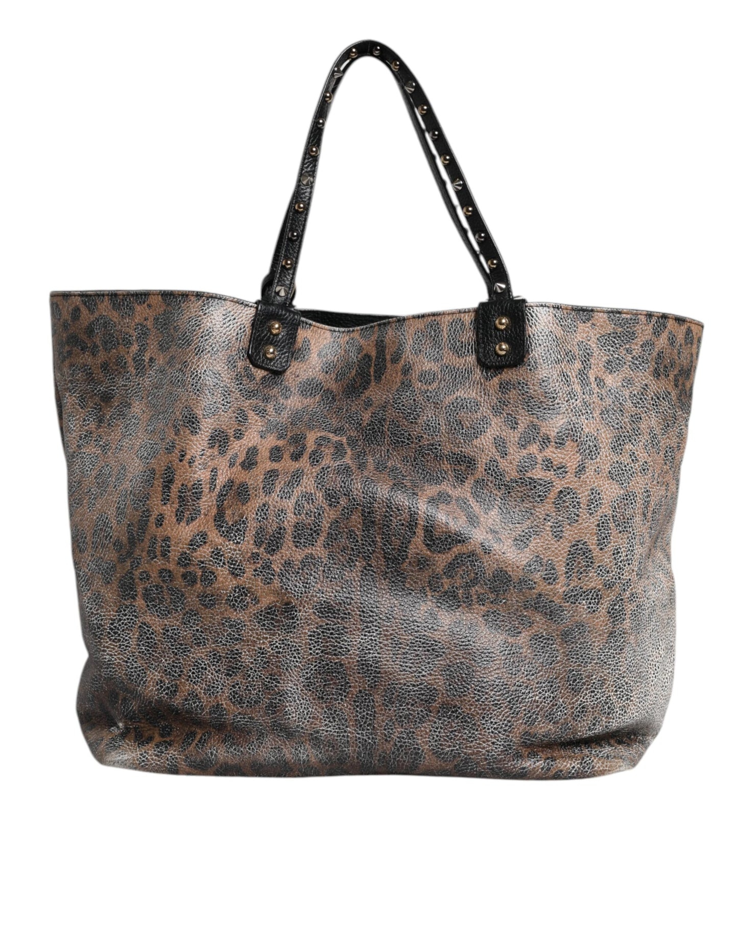 Dolce & Gabbana Brown Leopard BEATRICE Leather Logo Plaque Tote Bag