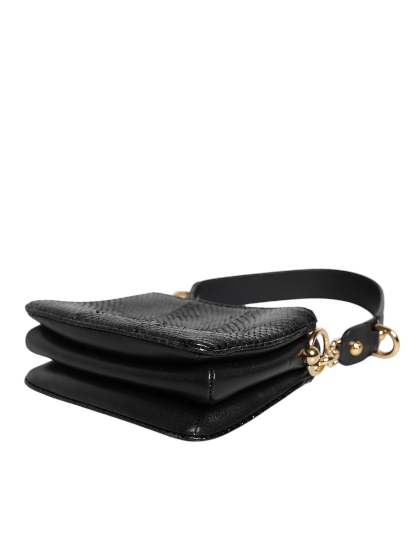 Dolce & Gabbana Black Exotic Leather Shoulder Sling Clutch Bag