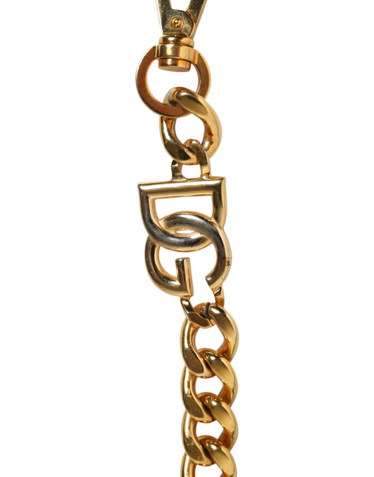 Dolce & Gabbana Black Leather Pearl Chain Bag Accessory Shoulder Strap